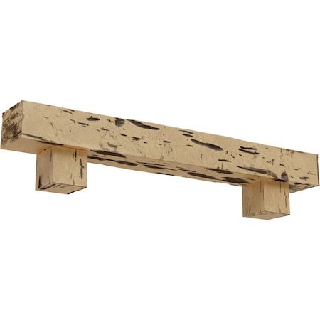 Kit W/ Alamo Corbels, NaturaL Pine, 4H X 4D X 60W Pecky Cypress Faux Wood Fireplace ManteL